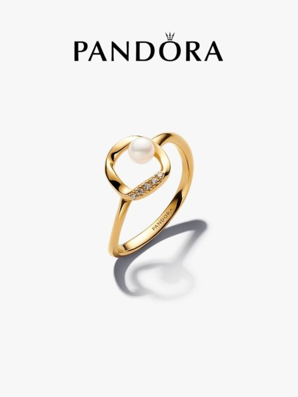 Pandora Shaped Pavé Circle Ring